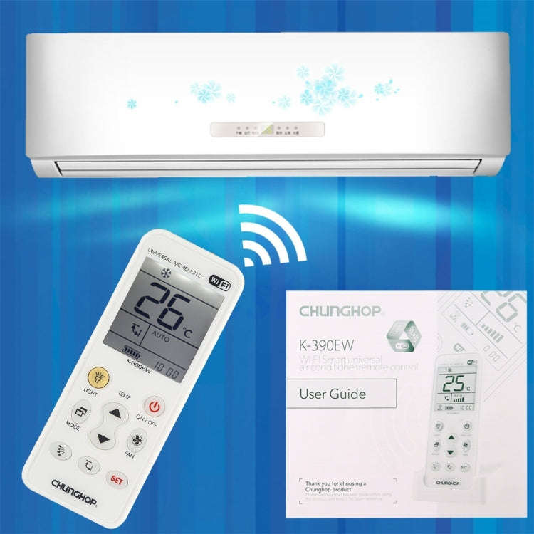 CHUNGHOP K-390EW WiFi Smart Universal Air Conditioner A/C Remote Control with Backlight & LED Lig...