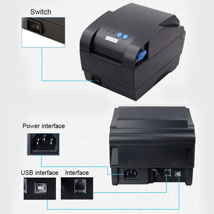 Xprinter XP-365B USB Port Thermal Automatic Calibration Barcode Printer