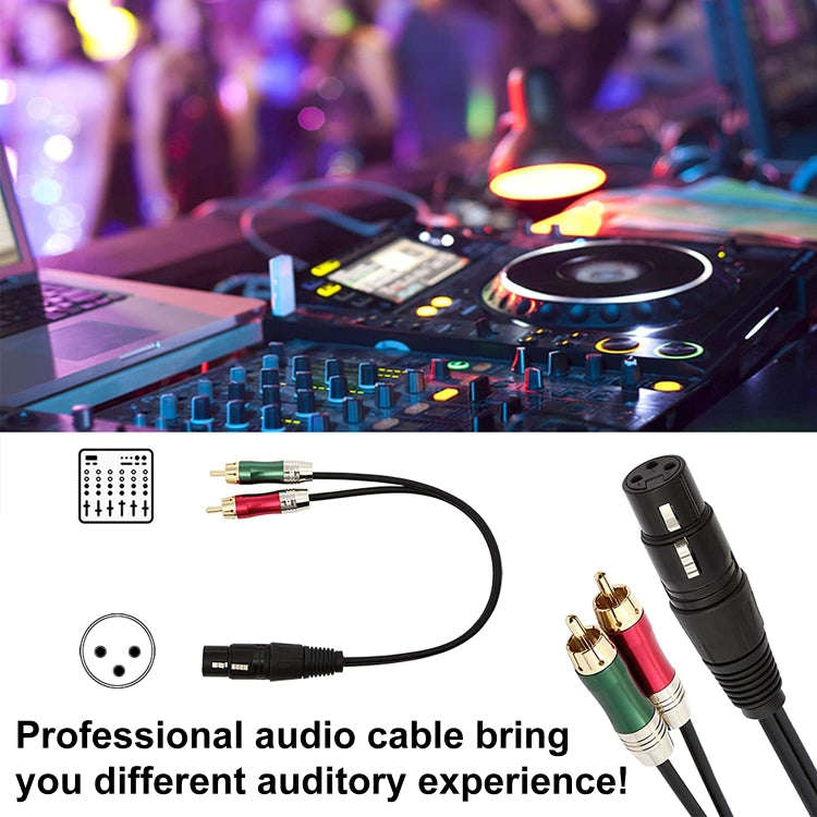 30cm Metal Head 3 Pin XLR CANNON Female to 2 RCA Male Audio Connector Adapter Cable for Microphon...