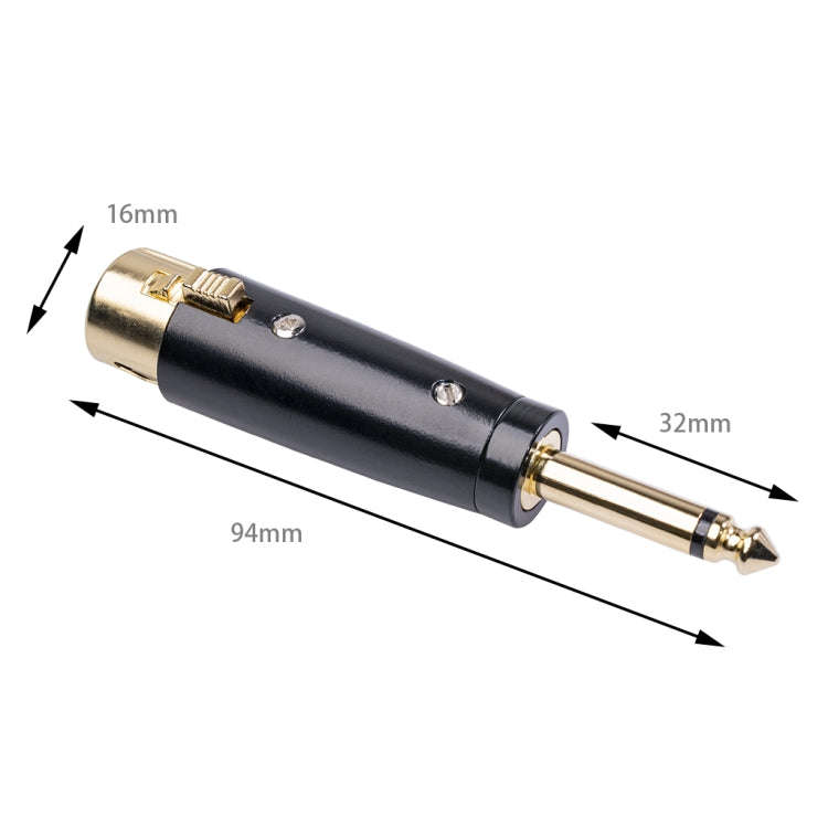 5 PCS LZ1167G 6.35mm Single Track Male Head to XRL Female Audio Adapter Plug (Black)