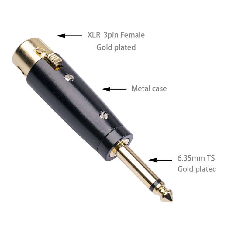 5 PCS LZ1167G 6.35mm Single Track Male Head to XRL Female Audio Adapter Plug (Black)