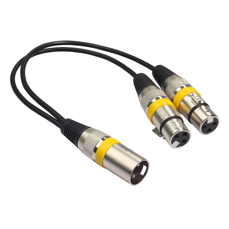 2055MFF-03 2 In1 XLR Male to Double Female Microphone Audio Cable, Length: 0.3m(Yellow)