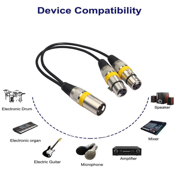 2055MFF-03 2 In1 XLR Male to Double Female Microphone Audio Cable, Length: 0.3m(Red)