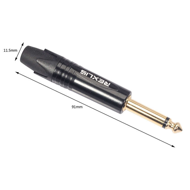 10 PCS TC202 6.35mm Gold-plated Mono Sound Welding Audio Adapter Plug(Black)