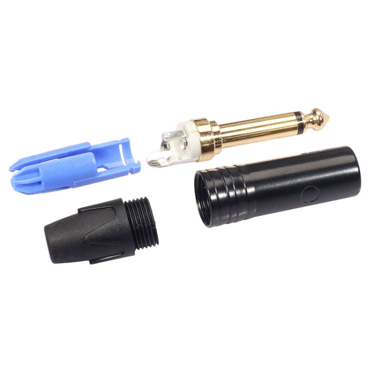 10 PCS TC202 6.35mm Gold-plated Mono Sound Welding Audio Adapter Plug(Black)