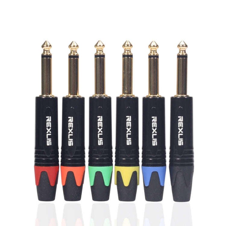 10 PCS TC202 6.35mm Gold-plated Mono Sound Welding Audio Adapter Plug(Black)