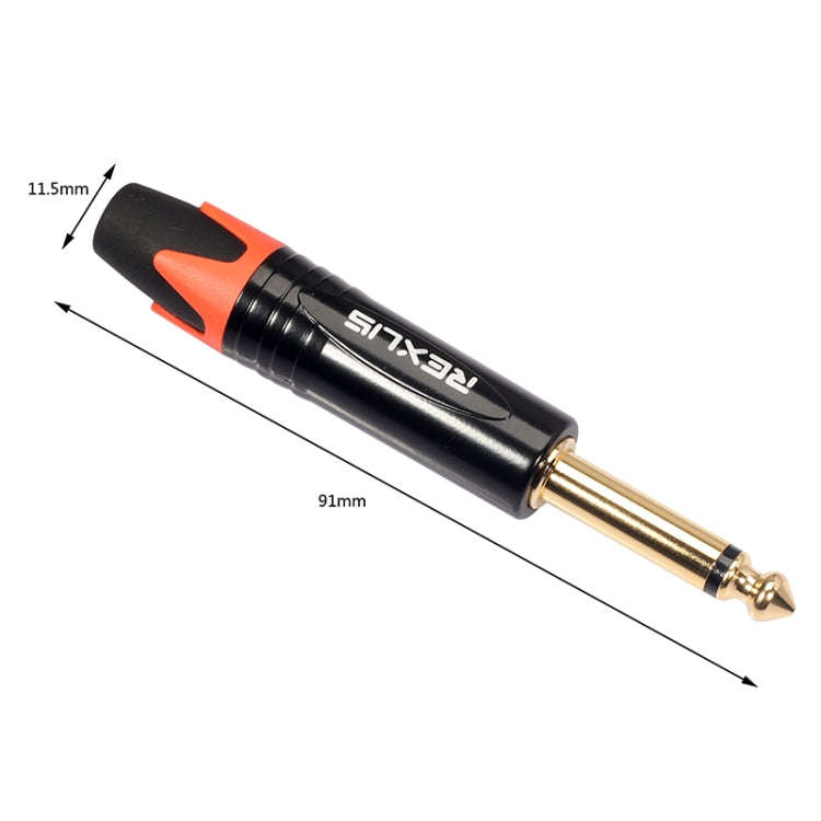 10 PCS TC202 6.35mm Gold-plated Mono Sound Welding Audio Adapter Plug(Orange)