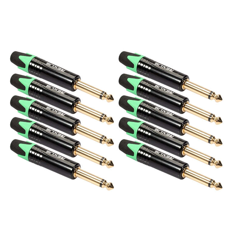 10 PCS TC202 6.35mm Gold-plated Mono Sound Welding Audio Adapter Plug(Green)