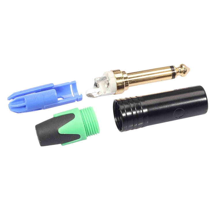10 PCS TC202 6.35mm Gold-plated Mono Sound Welding Audio Adapter Plug(Green)