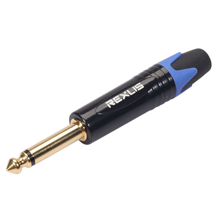 10 PCS TC202 6.35mm Gold-plated Mono Sound Welding Audio Adapter Plug(Blue)