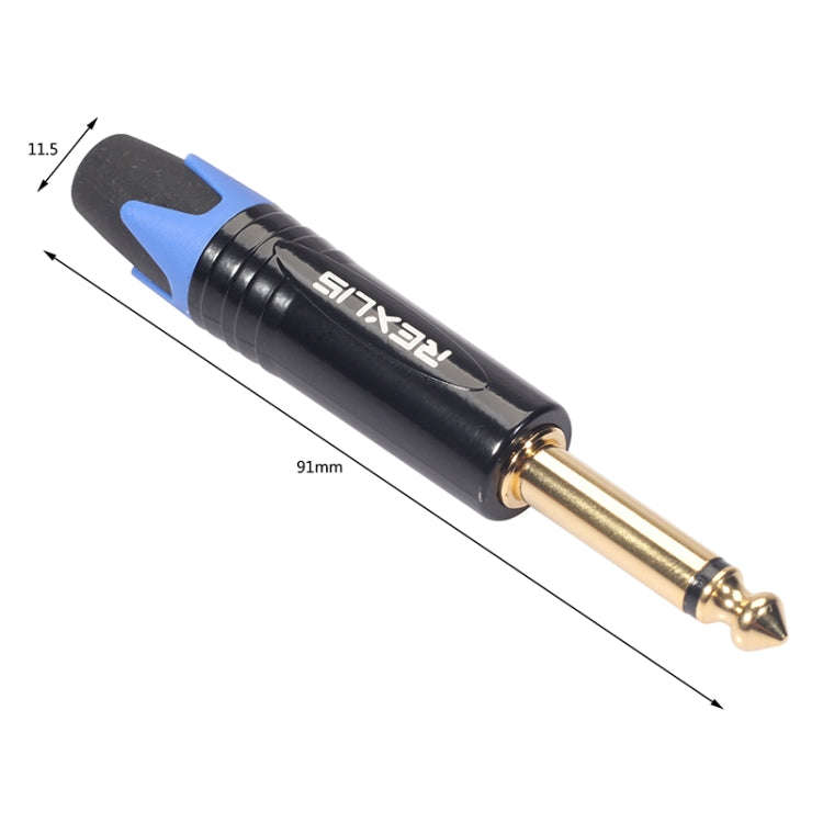 10 PCS TC202 6.35mm Gold-plated Mono Sound Welding Audio Adapter Plug(Blue)