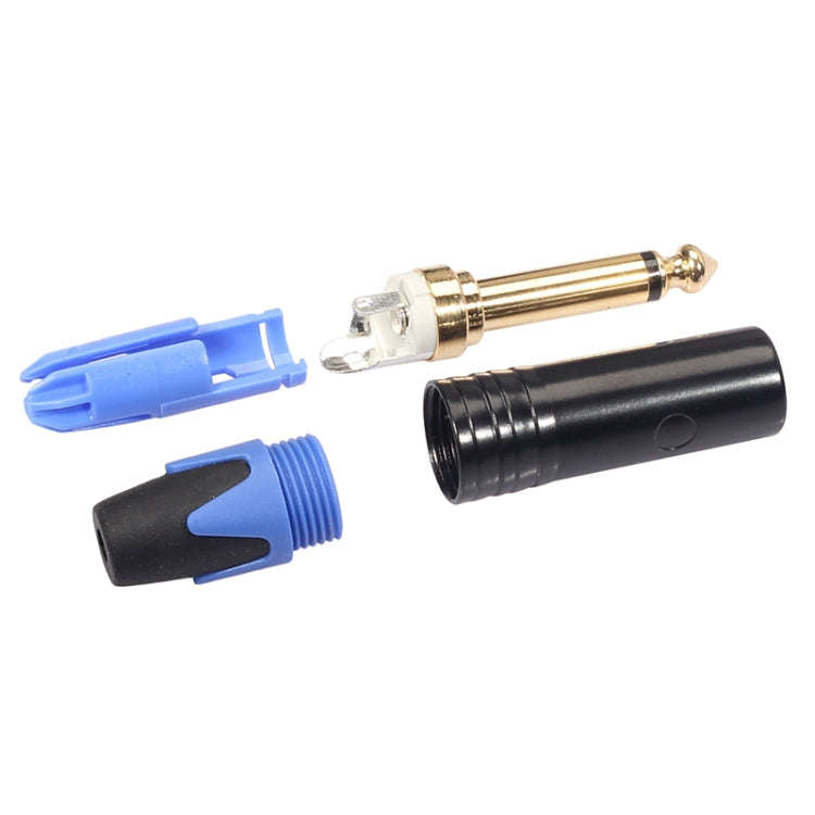 10 PCS TC202 6.35mm Gold-plated Mono Sound Welding Audio Adapter Plug(Blue)