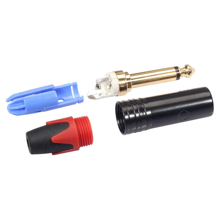 10 PCS TC202 6.35mm Gold-plated Mono Sound Welding Audio Adapter Plug(Red)