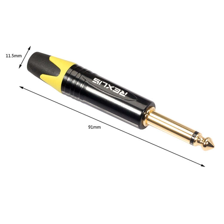 10 PCS TC202 6.35mm Gold-plated Mono Sound Welding Audio Adapter Plug(Yellow)