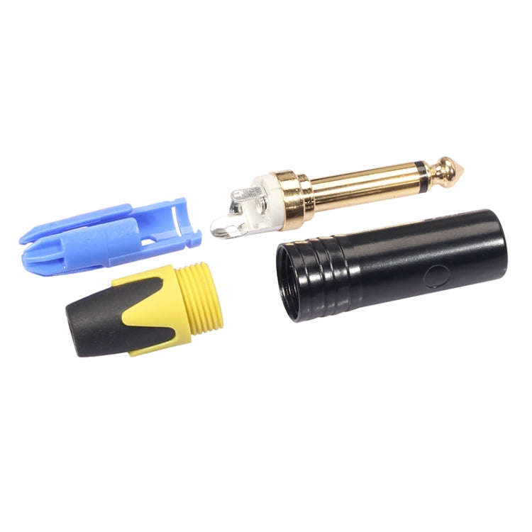 10 PCS TC202 6.35mm Gold-plated Mono Sound Welding Audio Adapter Plug(Yellow)