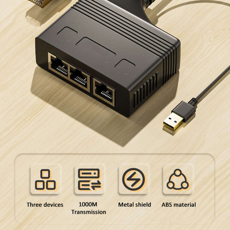 Male RJ45 3 in 1 Gigabit Network Splitter Cable Ethernet Network Coupler