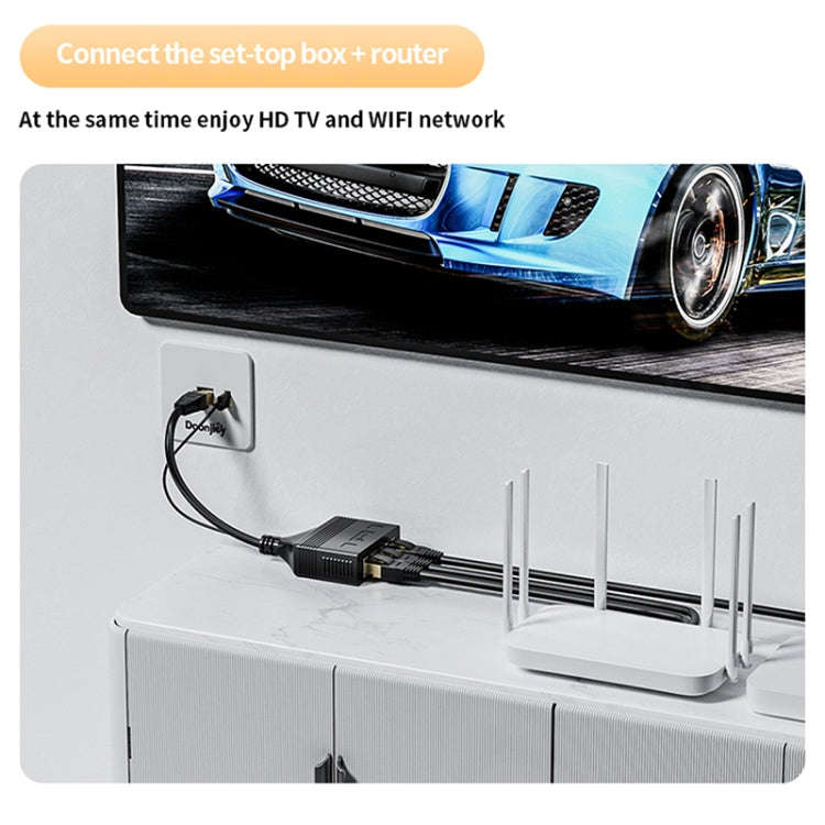 Male RJ45 3 in 1 Gigabit Network Splitter Cable Ethernet Network Coupler