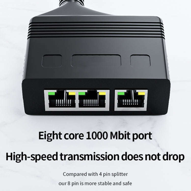 Male RJ45 3 in 1 Gigabit Network Splitter Cable Ethernet Network Coupler
