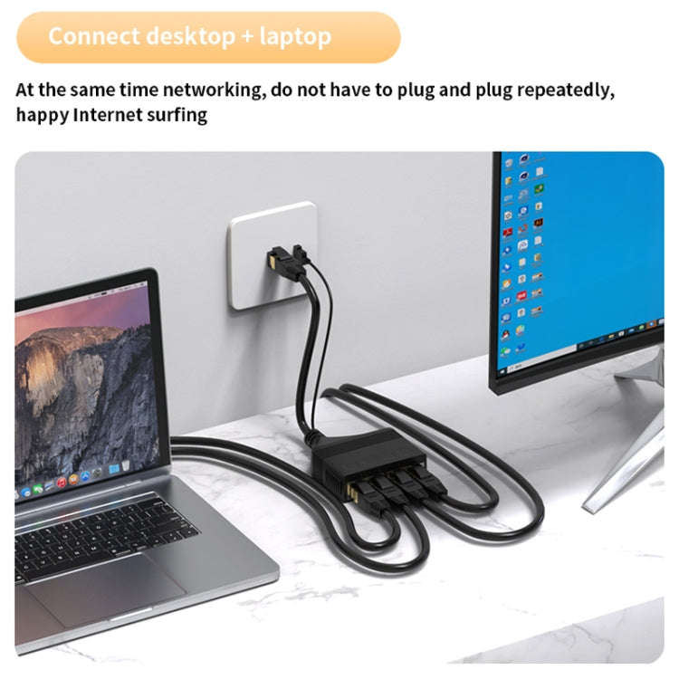 Male RJ45 4 in 1 Gigabit Network Splitter Cable Ethernet Network Coupler