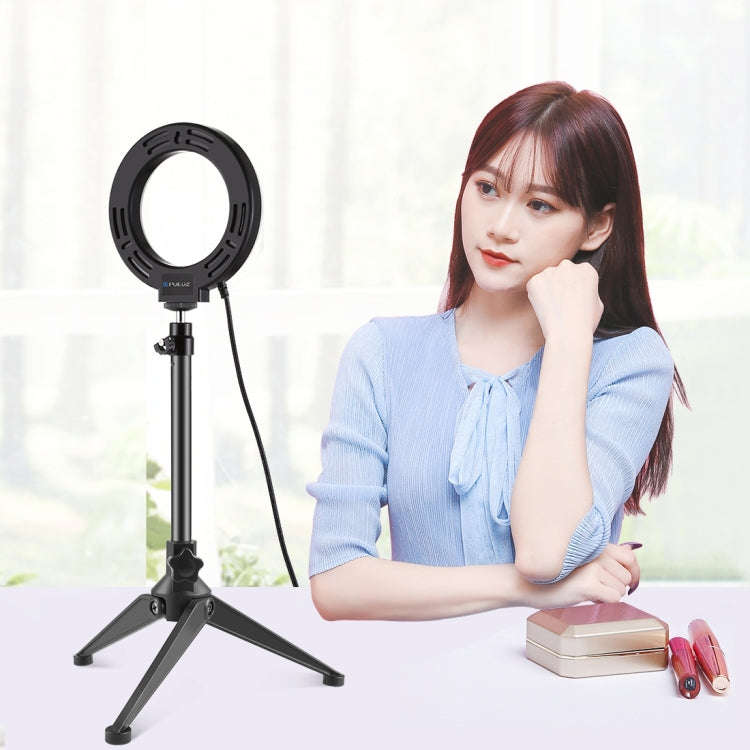 PULUZ 4.7 inch 12cm USB 3 Modes Dimmable LED Ring Vlogging Photography Video Lights + Desktop Tri...