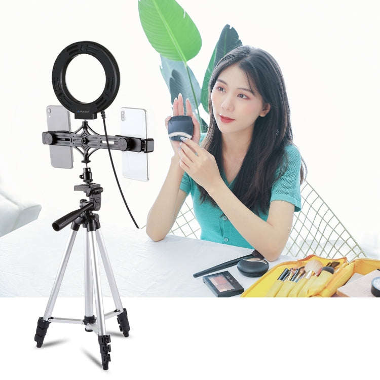 PULUZ Tripod Mount +  Live Broadcast Dual Phone Bracket + 6.2 inch 16cm LED Ring Vlogging Video L...