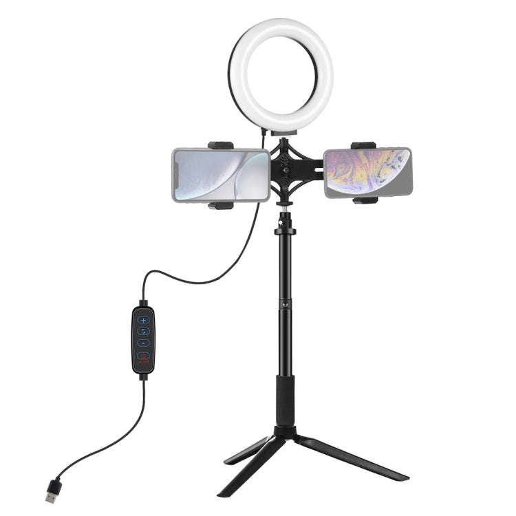 PULUZ Tripod Mount +  Extension Rod + Live Broadcast Dual Phone Bracket + 6.2 inch 16cm LED Ring ...