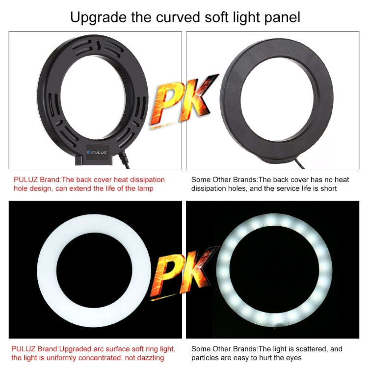 PULUZ Tripod Mount +  Extension Rod + Live Broadcast Dual Phone Bracket + 6.2 inch 16cm LED Ring ...