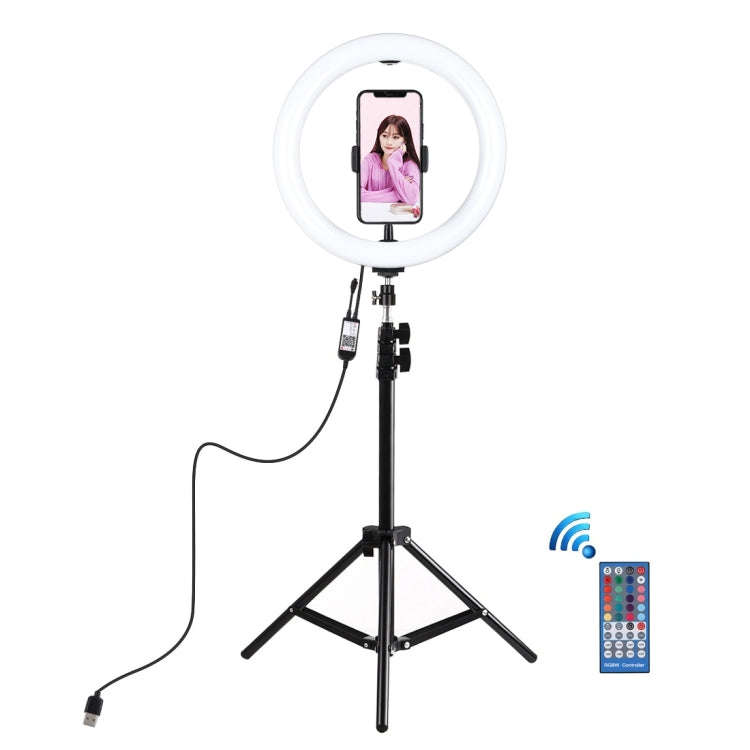 PULUZ 1.1m Tripod Mount + 10.2 inch 26cm RGBW LED Ring Vlogging Video Light  Live Broadcast Kits ...