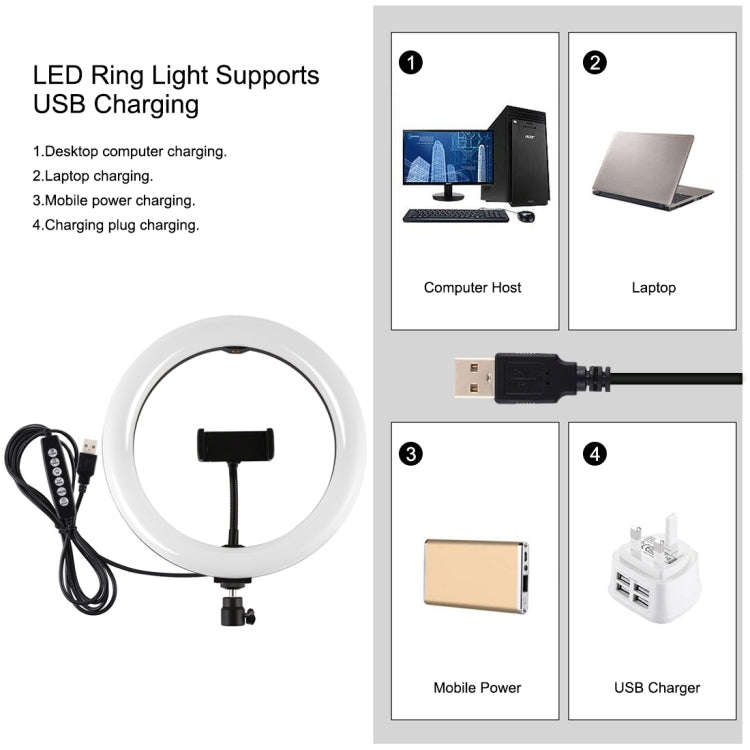 PULUZ 1.1m Tripod Mount + 10.2 inch 26cm RGBW LED Ring Vlogging Video Light  Live Broadcast Kits ...