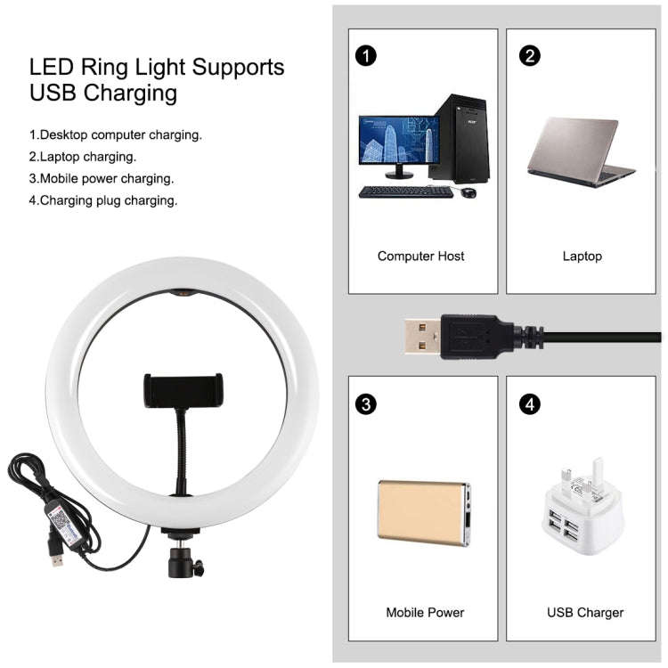 PULUZ 10.2 inch 26cm Curved Surface RGBW LED Ring Light + 1.1m Tripod Mount + Dual Phone Brackets...