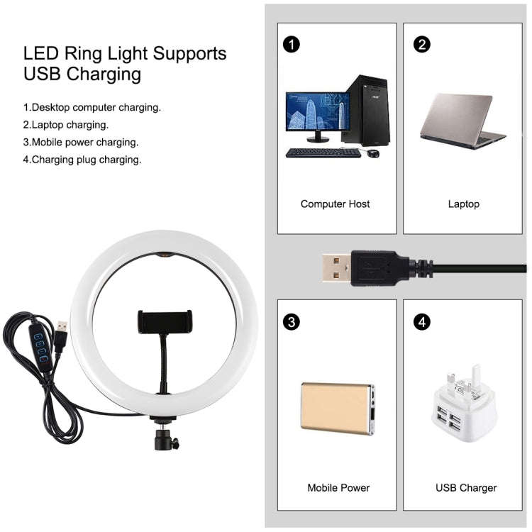 PULUZ Dual Phone Brackets Horizontal Holder + 1.1m Tripod Mount + 10.2 inch 26cm LED Ring Vloggin...