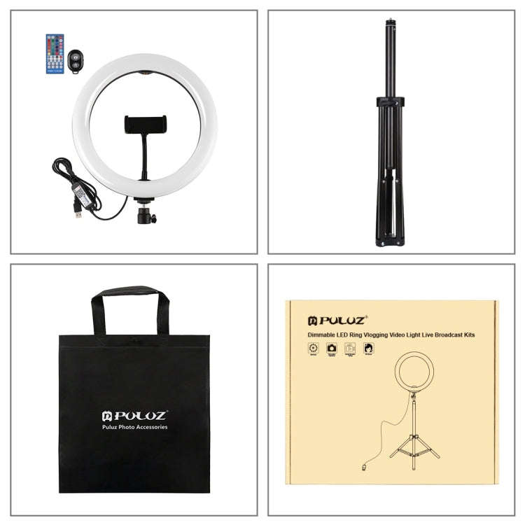 PULUZ 10.2 inch 26cm RGBW Light + 1.65m Tripod Mount Curved Surface USB RGBW Dimmable LED Ring Vl...