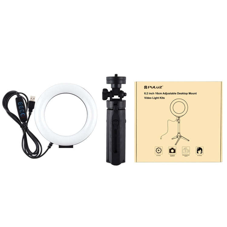 PULUZ 6.2 inch 16cm USB 3 Modes Dimmable LED Ring Vlogging Photography Video Lights + Pocket Trip...