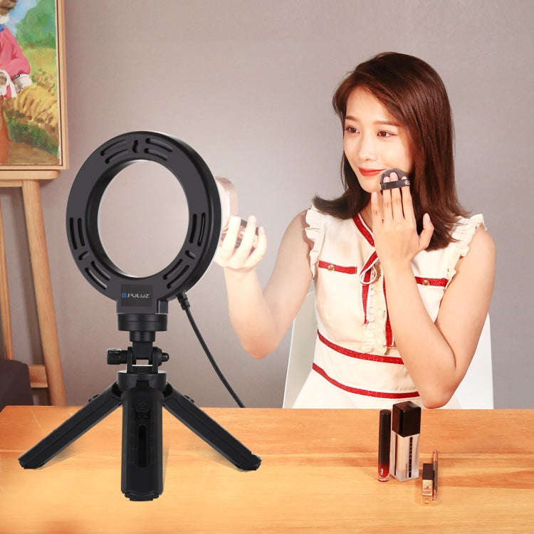 PULUZ 6.2 inch 16cm USB 3 Modes Dimmable LED Ring Vlogging Photography Video Lights + Pocket Trip...