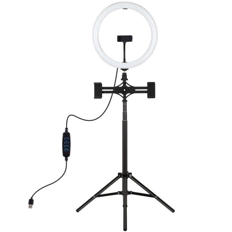 PULUZ 11.8 inch 30cm Light + 1.65m Tripod + Dual Phone Bracket Curved Surface USB 3 Modes Dimmabl...