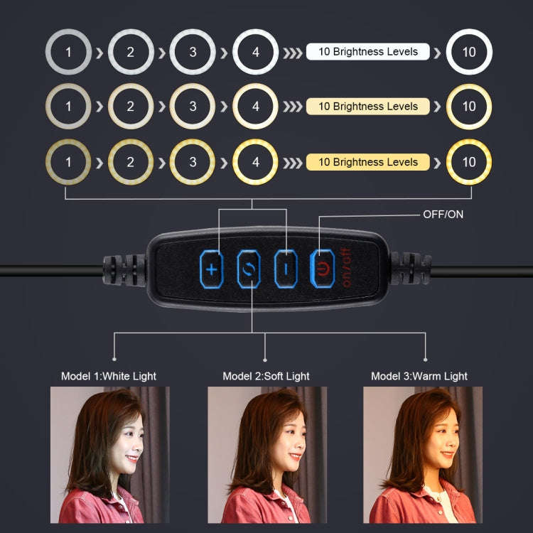 PULUZ 11.8 inch 30cm Light + 1.1m Tripod Mount Curved Surface USB 3 Modes Dimmable Dual Color Tem...