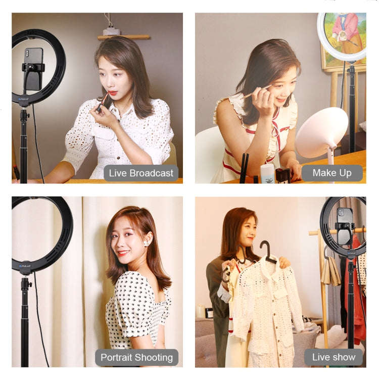PULUZ 10.2 inch 26cm Light + 1.65m Tripod Mount Curved Surface USB 3 Modes Dimmable Dual Color Te...