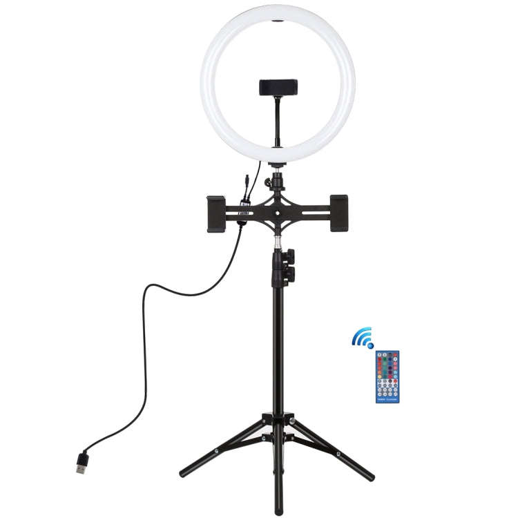 PULUZ 11.8 inch 30cm RGBW Light + 1.1m Tripod Mount + Dual Phone Brackets+ Curved Surface RGB Dim...
