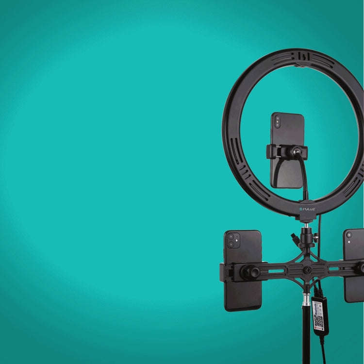 PULUZ 11.8 inch 30cm RGBW Light + 1.1m Tripod Mount + Dual Phone Brackets+ Curved Surface RGB Dim...