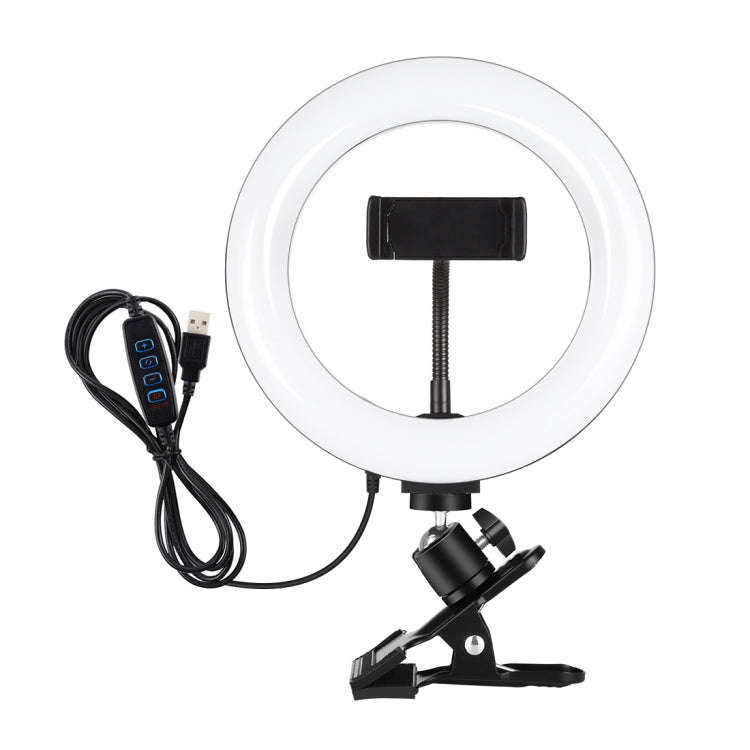 PULUZ 7.9 inch 20cm Ring Selfie Light + Monitor Clip 3 Modes USB Dimmable Dual Color Temperature ...