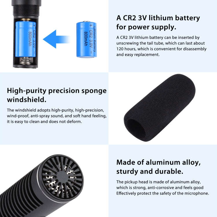 PULUZ Professional Interview Condenser Video Shotgun Microphone with 3.5mm Audio Cable for DSLR &...