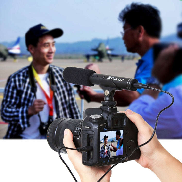 PULUZ Professional Interview Condenser Video Shotgun Microphone with 3.5mm Audio Cable for DSLR &...