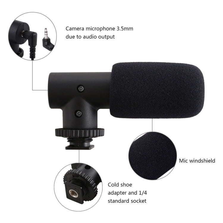 PULUZ 3.5mm Audio Stereo Recording Vlogging Professional Interview Microphone for DSLR & DV Camco...