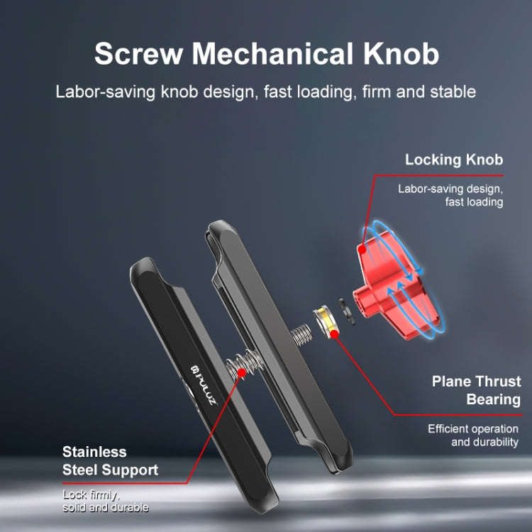 PULUZ Motorcycle Handlebar Crab Clamp CNC Metal Magic Arm Rod Mount