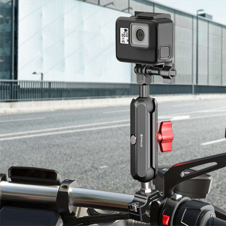 PULUZ Motorcycle Rearview Medium Clamp CNC Metal Magic Arm Rod Mount