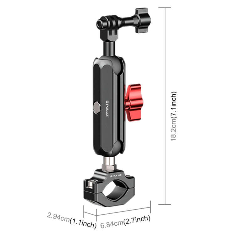 PULUZ Motorcycle Rearview Large Clamp CNC Metal Magic Arm Rod Mount
