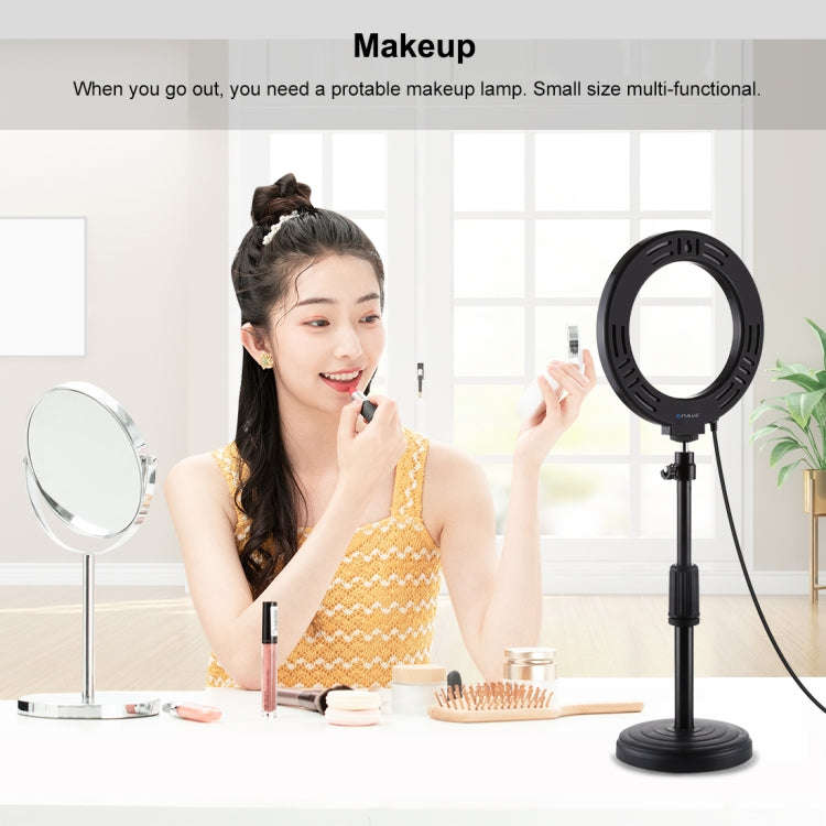 PULUZ 6.2 inch 16cm USB 3 Modes Dimmable LED Ring Vlogging Photography Video Lights with Tripod B...