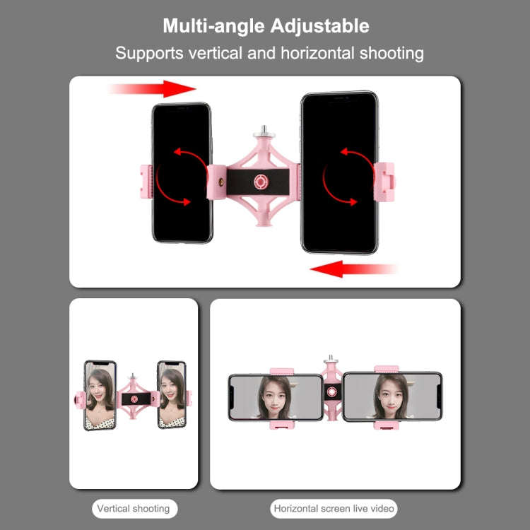 PULUZ Live Broadcast Dual Phone Brackets Horizontal Holder for iPhone, Galaxy, Huawei, Xiaomi, So...