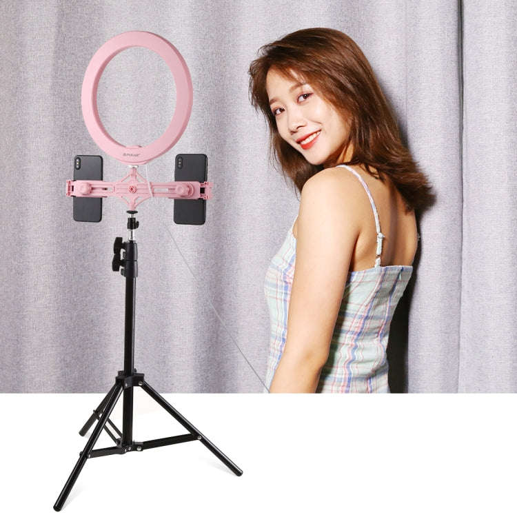 PULUZ Live Broadcast Dual Phone Brackets Horizontal Holder for iPhone, Galaxy, Huawei, Xiaomi, So...