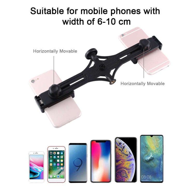PULUZ Live Broadcast Dual Phone Brackets Horizontal Holder for iPhone, Galaxy, Huawei, Xiaomi, So...